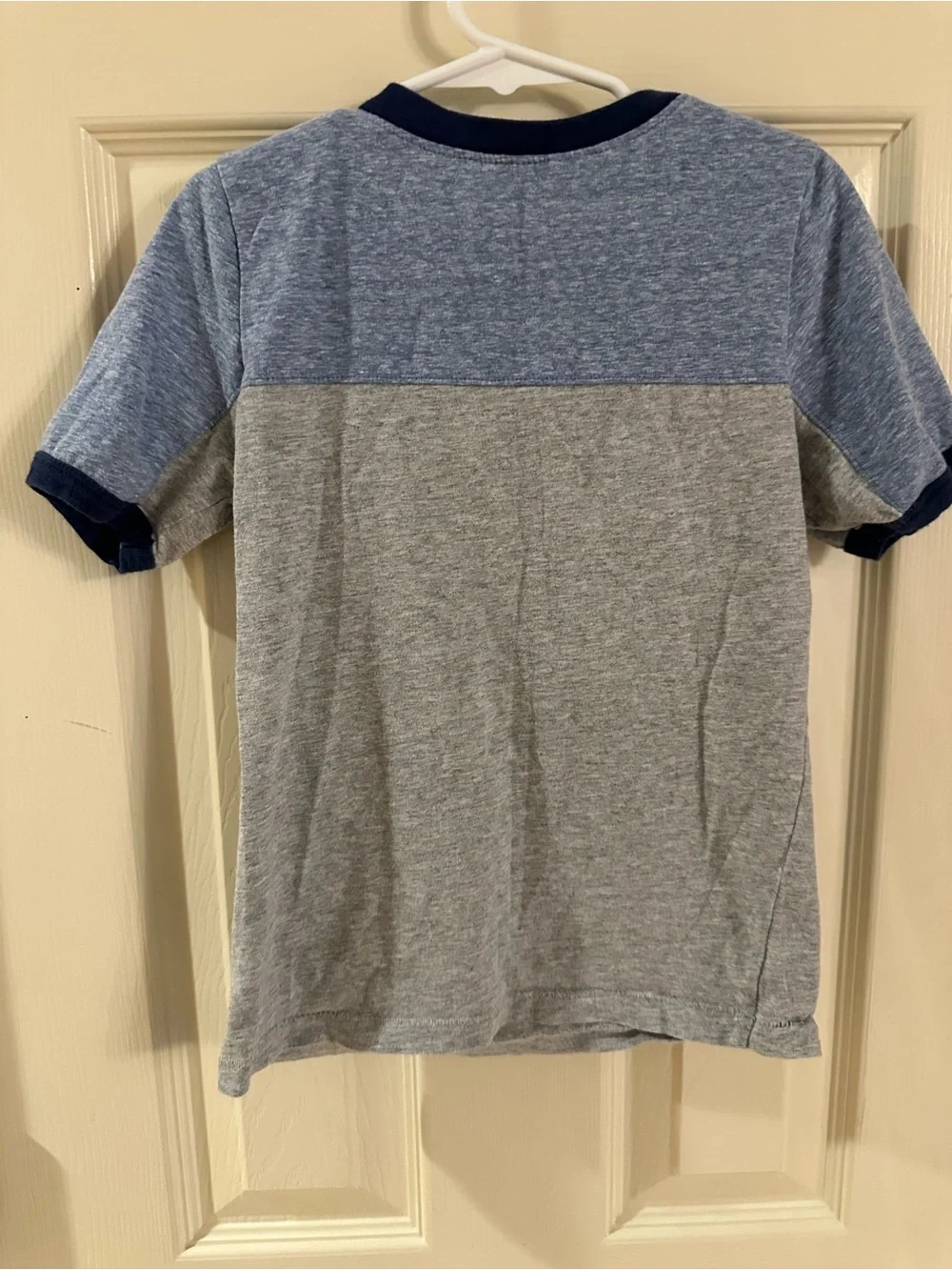 Carter's Short Sleeve Henley Tee in Light Blue & Gray with Navy Pocket